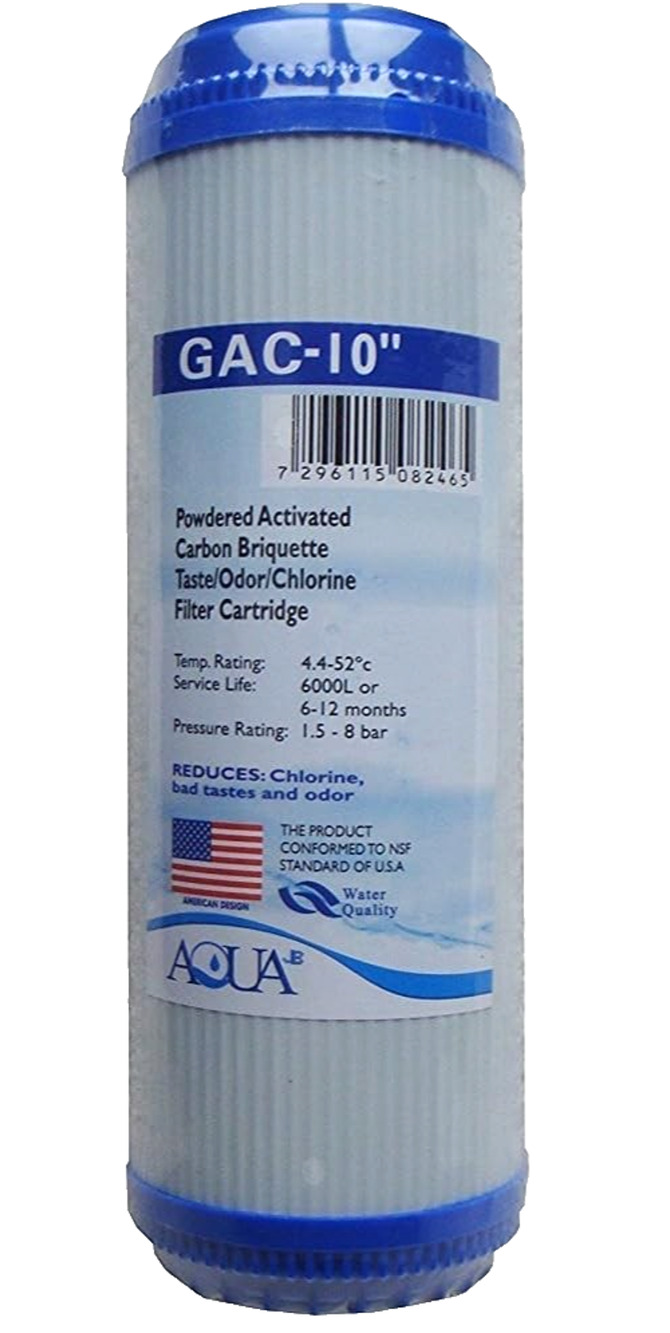 Aqua GAC 10" Water Filter Cartridge Powdered Activated Carbon Briquette - USA